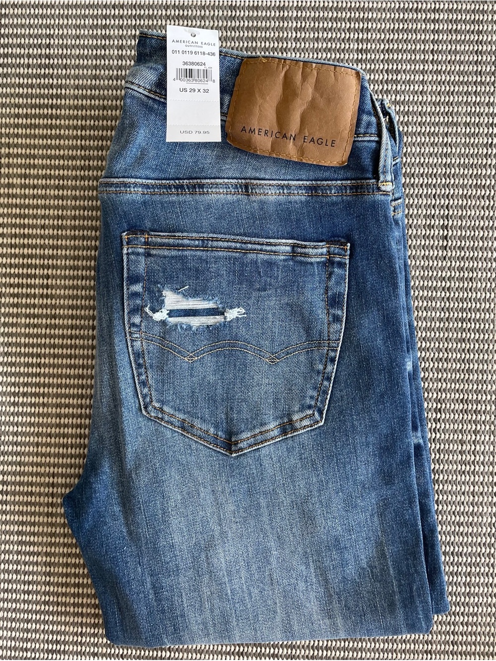 American Eagle Outfitters Men’s Medium Blue Slim Distressed Jeans 29x32